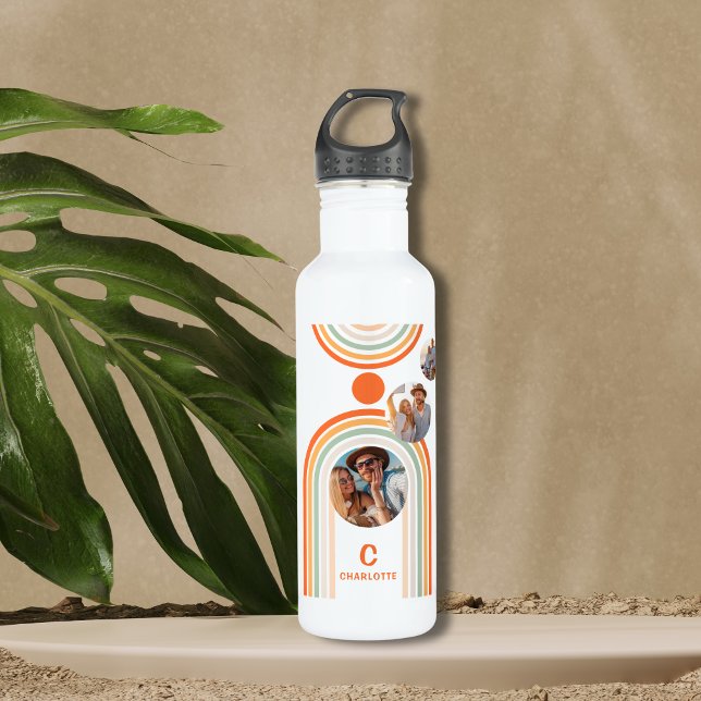 Garrafa Nome Monograma Boho Arch Multi Photo Trendy Girly (Criador carregado)