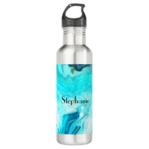 Garrafa Nome personalizado Agate Gemstone Geode Art Blue L