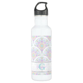 Garrafa Nome Personalizado Art Deco Pastel Rainbow Floral 
