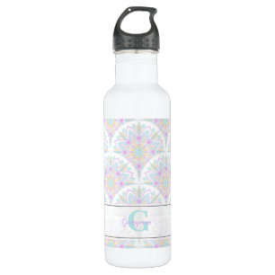 Garrafa Nome Personalizado Art Deco Pastel Rainbow Floral 