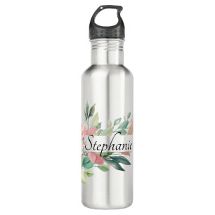 Garrafa Nome Personalizado das Folhas Botânicas Elegantes