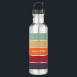 Garrafa Nome Personalizado do Bloco de Cores de Flavores T<br><div class="desc">Esta design colorida e moderna apresenta um padrão de blocos coloridos em matizes tropicais com seu nome personalizado #garrafas d'água #drinkware #personalizedgifts</div>