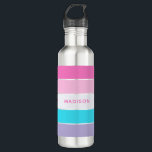 Garrafa Nome Personalizado do Bloco de Cores do primavera<br><div class="desc">Este design colorido e moderno apresenta um padrão de bloco de cores em tons de rosa,  azul turquesa e roxo com seu nome personalizado</div>