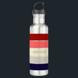 Garrafa Nome Personalizado do Colorblock Perfeito Poppy<br><div class="desc">Este design colorido e moderno apresenta um padrão de blocos coloridos em azul,  esticado,  coral e vermelho com seu nome personalizado #garrafas d'água #presentes personalizados</div>