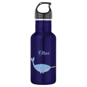 Garrafa Nome Personalizado do Menino Azul e Branco