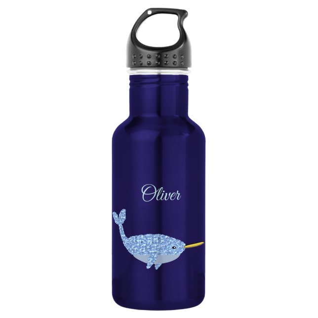 Garrafa Nome Personalizado do Menino Azul e Branco (Frente)