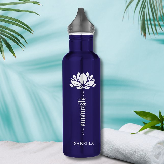 Garrafa Nome Personalizado do Namaste Whit Lotus Flower (Criador carregado)
