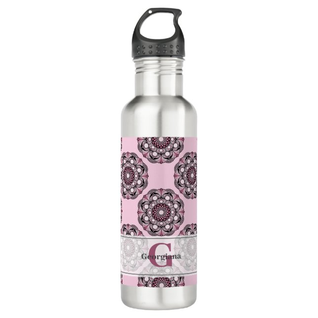 Garrafa Nome personalizado Dusky Rosa Cherry Blossom Dot M (Frente)