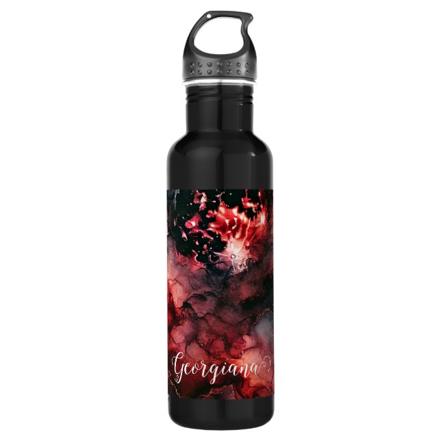 Garrafa Nome Personalizado Eerie Blood Moon Halloween Tint (Frente)