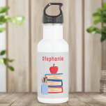 Garrafa Nome Personalizado l Menina Bonita Volta à Escola<br><div class="desc">Esta garrafa de água de aço inoxidável é personalizada com um nome e apresenta um design giro e giro,  perfeito para o retorno à escola. É ideal para ficar hidratado ao longo do dia e adiciona um toque personalizado ao essencial da escola.</div>