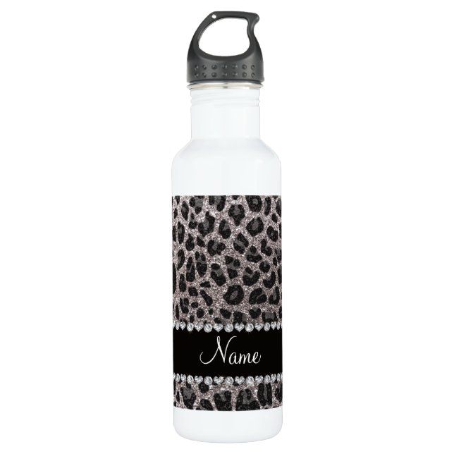 Garrafa Nome personalizado manchas-leopardo-da-relva (Frente)