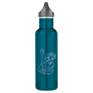 Garrafa Nome Personalizado Monograma Lotus Teal Green