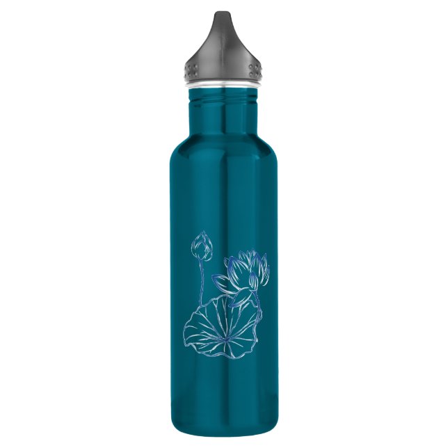 Garrafa Nome Personalizado Monograma Lotus Teal Green (Esquerda)