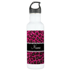 Garrafa Nome personalizado neon hot pink glitter impressão