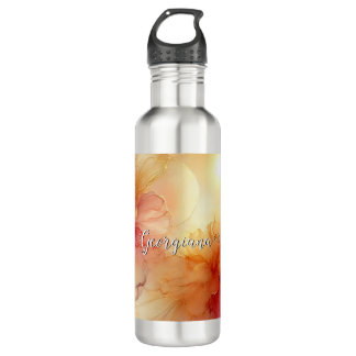 Garrafa Nome Personalizado Peach Raspberry Álcool Floral A