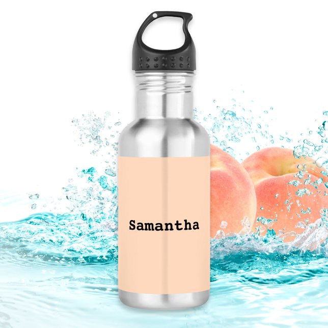 Garrafa Nome Personalizado Simples Mínimo de Pêssego Claro (Stay hydrated with your own personalized metal water bottle with a simple color block design)