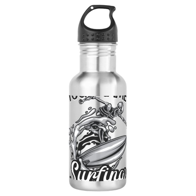 Garrafa Nome personalizado Surfer Big Wave Skeleton surfin (Frente)