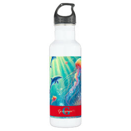 Garrafa Nome Personalizado Whimsical Floral Coral Reef Poi