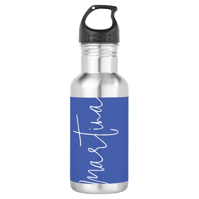 Garrafa Nome Próprio Blue Elegant Plain Calliografia Simpl (Frente)