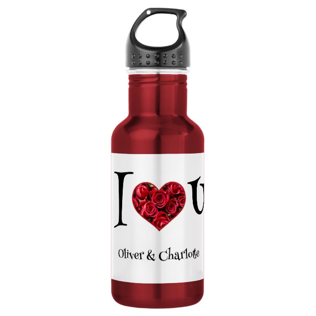 Garrafa Nomes de Casal Personalizados Eu Te Amo (Frente)