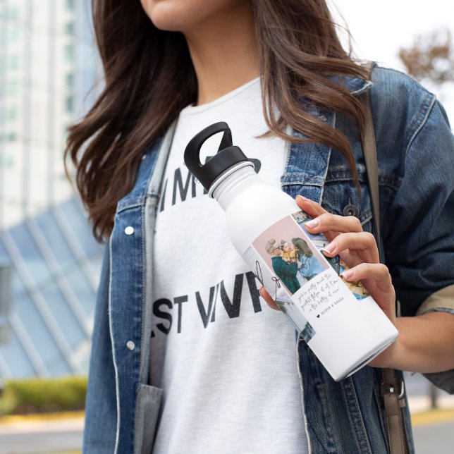 Garrafa Nós Te Amamos Mãe | Colagem de Fotos Moderna 6 (Criador carregado)