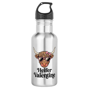 Garrafa Novilha Valentine Highland Cow Design Vintage_1