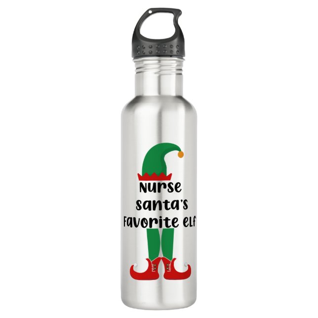 Garrafa Nurse Santa's Favorite Elf Funny Nurse Christmas (Frente)