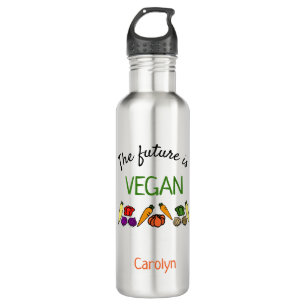 Garrafa O futuro é VEGAN, personalizado, seu nome