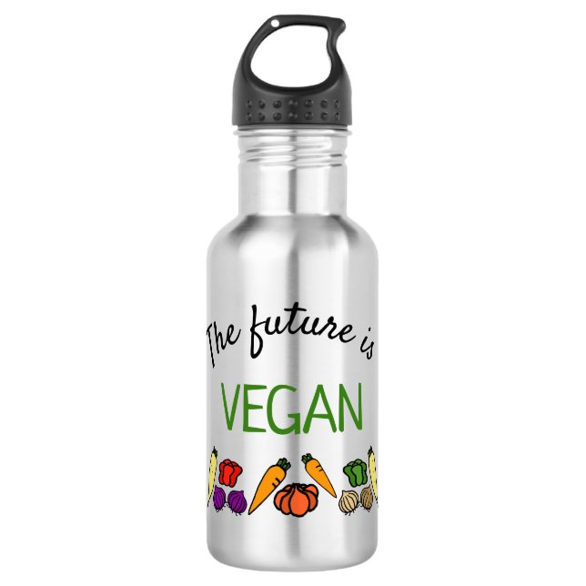 Garrafa O futuro é VEGAN, personalizado, seu nome (Frente)