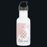 Garrafa O mármore branco do brilho cor-de-rosa elegante do<br><div class="desc">O design à moda que caracterizam o abacaxi cor-de-rosa do brilho do ouro do falso,  o mármore branco e coram fundo cor-de-rosa.</div>
