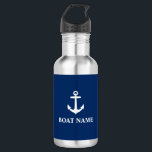 Garrafa O nome do seu barco Anchor Blue<br><div class="desc">Seu Nome De Barco Anchor Blue Water Bottle</div>