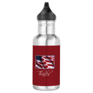 Garrafa Obrigados de bandeira Patriótica Americana em Verm