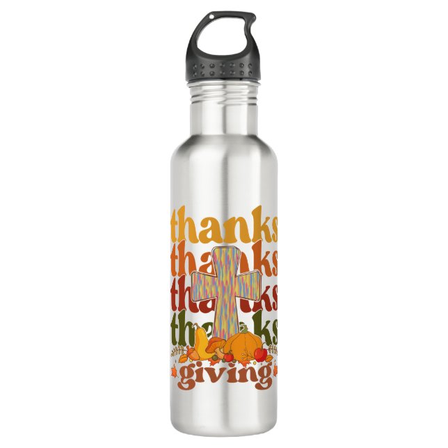 Garrafa Obrigados que dão abóbora cruzada (Frente)