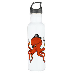 Garrafa Octopus como pirata com espada e faca