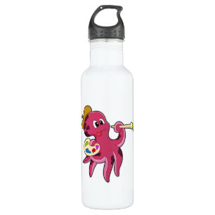 Garrafa Octopus em pintura com pincel e cor