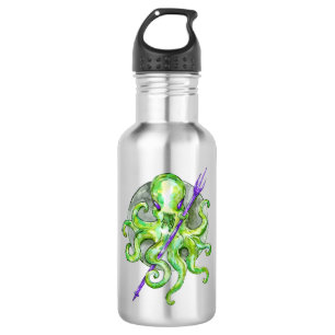 Garrafa Octopus Verde com Tridente Roxo