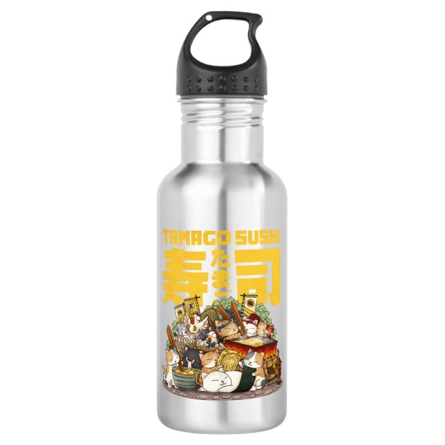 Garrafa Oficina de gatos brancos Tamago Sushi (Frente)