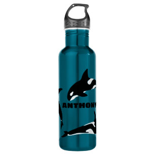 Garrafa Orcas Killer Whales Teal Blue Personalizado