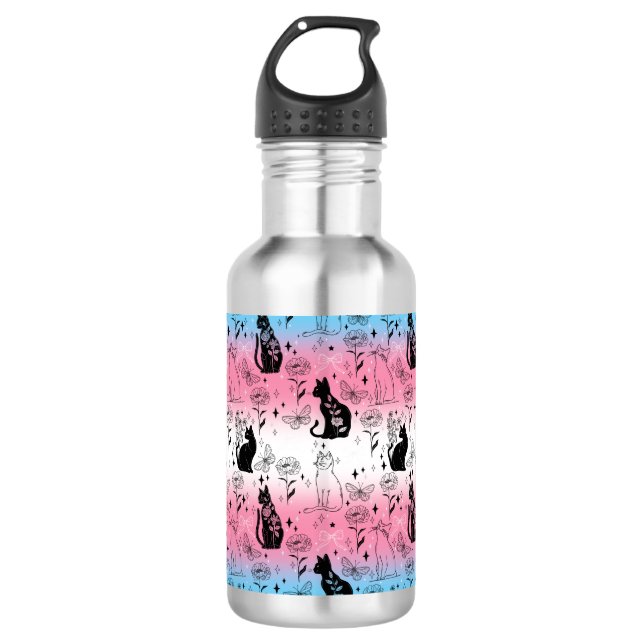 Garrafa Orgulho Transgênero Gato Preto - Mística Witchy (Frente)