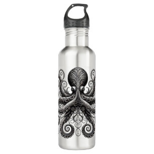 Garrafa Ornamentado de Octopus Kraken Steampunk Black