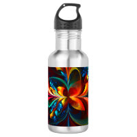 Padrão Azul Laranja-Abstrato Floral Moderno #14