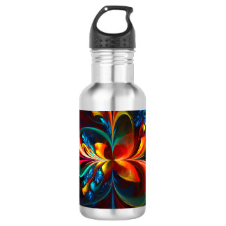 Garrafa Padrão Azul Laranja-Abstrato Floral Moderno #14