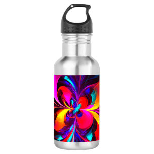 Garrafa Padrão Azul Vermelho Abstrato Floral Moderno #07