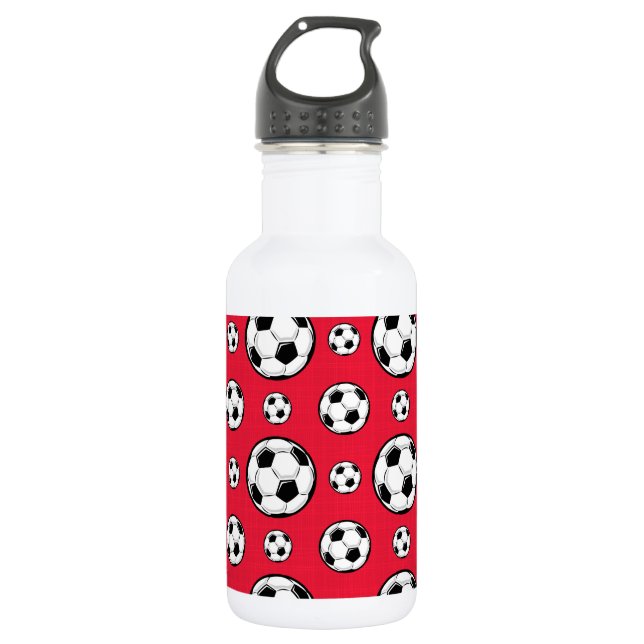 Garrafa Padrão de bola de futebol vermelho e branco (Frente)