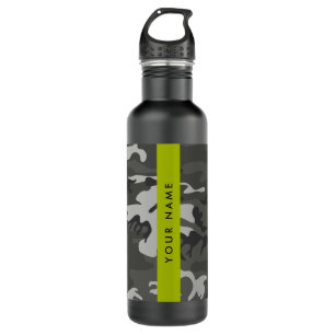 Garrafa Padrão de Camuflagem Cinza, Seu nome, Personalizar