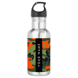 Garrafa Padrão de Camuflagem Laranja, Seu nome, Personaliz