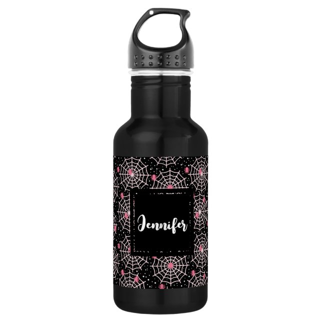 Garrafa Padrão de Cobwebs e aranhas do Halloween (Frente)