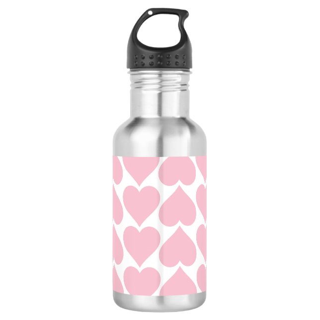 Garrafa Padrão de Corações Rosa, Romântico, Amor (Frente)