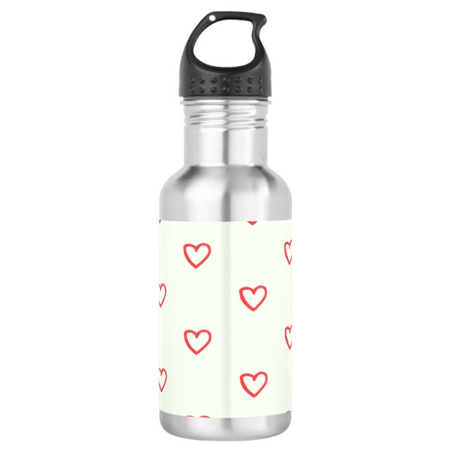 Garrafa Padrão de Corações Vermelhos, Fofo, Amor (Frente)