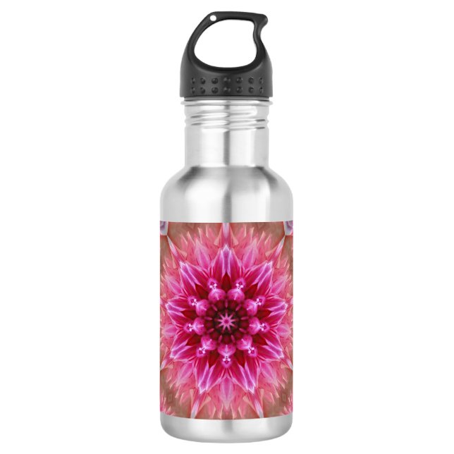 Garrafa Padrão de Flor Rosa Mandala Geométrica-67545 (Frente)